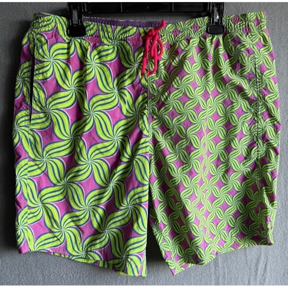 Paul Stuart Swim Trunks Men XL Multicolor‎ Pockets Mesh Drawstring Beach Pool